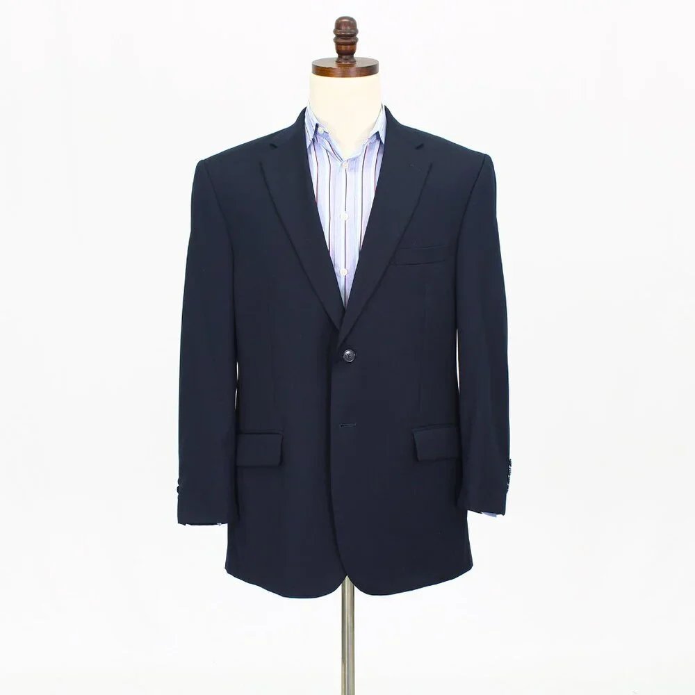 Jos. A. Bank 42R Navy Solid 2-Button Sport Coat Blazer Jacket T703